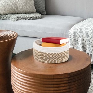 Panier de rangement <span class=keywords><strong>à</strong></span> <span class=keywords><strong>linge</strong></span> fait main surdimensionné personnalisable de style couleur unie panier de rangement en <span class=keywords><strong>corde</strong></span> de coton avec poignées - Product Image 6