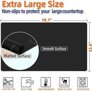 Tapis de protection multifonctionnel en silicone pour plan de travail de cuisine, grand format - Product Image 2