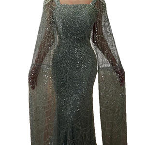ชุดราตรีทรงเมอร์เมดแขนระบายสีเขียวมรกตสำหรับงานอุตสาหกรรมหนักในตะวันออกกลาง ดีไซน์หรูหราสง่างาม เหมาะสำหรับพิธีกรงานประชุมประจำปีหรืองานเลี้ยง - Product Image 5