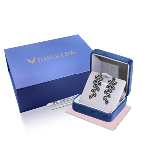 Tianyu Gems Silver-plated Gold Light Luxury, High-end <b>long</b> <b>Earrings</b> with Leaf-Shaped Tassels and Moissanite - Product Image 1