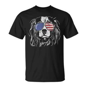 Camiseta patriótica para perros Cavalier King Charles Spaniel con diseño de gafas de sol con bandera estadounidense - Product Image 1