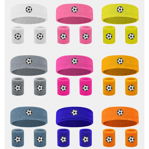 Wholesale Cotton Terry Cloth Wristband Headband Sweat Bands Set Custom Logo Embroidery Sports <b>Tennis</b> Head Wrist Sweatbands - Product Image 2