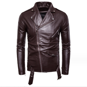 Nueva chaqueta de <span class=keywords><strong>cuero</strong></span> para hombre con ribete de motocicleta coreana - Product Image 6