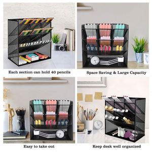 Metal Mesh <b>Pen</b> Holders Desktop Organization Large Stationary Pencil Holder for Desk Art Supply Storage Organizers - Product Image 5