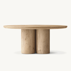 طاولة طعام دائرية عصرية للمطبخ بقاعدة خشبية صلبة - Product Image 6