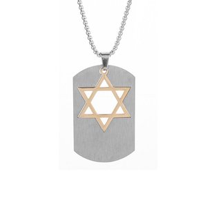 Etichette esagonali geometriche per cani con logo in acciaio inossidabile stella <span class=keywords><strong>di</strong></span> David ciondoli con logo ciondoli <span class=keywords><strong>di</strong></span> gioielli <span class=keywords><strong>di</strong></span> moda personalizzati per collana - Product Image 1
