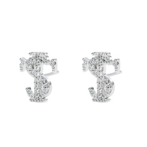 Stud Earrings Letter S Shape Micro Insert Zinc Alloy Sterling Silver Post Party Fashion Jewelry - Product Image 5