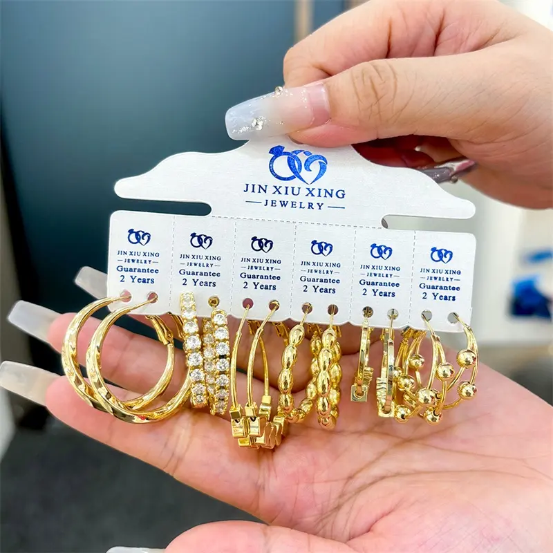 Jinxiuxing Hoop Drop Earrings 24k Gold Hoop Earring Hoops Gold Filled Solid Earring Women Wholesale