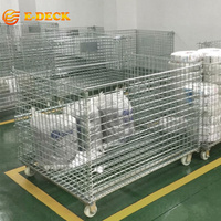 Cage en fil métallique pliable et empilable galvanisée avec roues