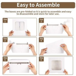 Conteneur en papier kraft compostable en vrac avec fenêtre transparente, emballage alimentaire jetable, boîte à gâteau et dessert personnalisée imprimée - Product Image 3