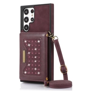 RFID chặn <span class=keywords><strong>Tri</strong></span> Gấp Ví PU da TPU Bìa kickstandcrossbody điện thoại di động Pouch trường hợp với dây đeo Đối với Samsung S22 siêu - Product Image 4