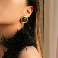 Nouvelles boucles d'oreilles créoles Dazan INS en acier inoxydable hypoallergénique plaqué or 18 carats, motif tigre gitan à pois, effet colle et yeux de chat, bijoux pour femme