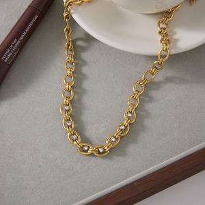 Collana J&<span class=keywords><strong>D</strong></span> Jewelry con doppio anello e catena a O, placcata <span class=keywords><strong>oro</strong></span> 18 carati, in acciaio inossidabile con zirconi rotondi, gioiello di tendenza per donna - Product Image 6