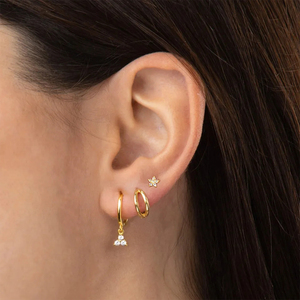 Aretes Minimalistas CANNER de Plata de Ley S925, Aretes de Aro Dobles Brillantes de 9 mm para Mujer, Joyería de Oro de 18k - Product Image 3