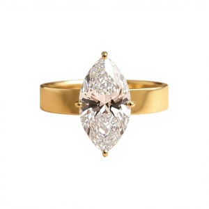 Anillo de Compromiso Solitario con Diamante Cultivado en Laboratorio de Corte Marquesa de 1.75 CT en Oro Amarillo de 14K con Engaste de Puntas - Product Image 4