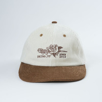 Gorras de Pana de Alta Calidad de 6 Paneles, Gorras con Logotipo Bordado, Estilo de Ala Ligeramente Curvada