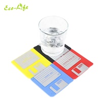Eco-Life, Posavasos de Silicona con Forma de Disquete, 6 Colores, Posavasos de Silicona para Bebidas