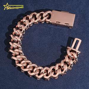 <span class=keywords><strong>Bracelet</strong></span> cubain en argent 925 plaqué or rose, serti de moissanite VVS de 16 mm, bijoux de <span class=keywords><strong>luxe</strong></span>, <span class=keywords><strong>bracelet</strong></span> hip-hop personnalisé pour hommes - Product Image 6