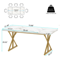 Table à manger en MDF avec base en marbre personnalisée OEM, pieds réglables et base robuste pour une utilisation quotidienne à la maison en famille