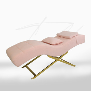 Cama de Pestañas para Salón de Belleza, Mueble de Estética para Cejas, Cama Curva Ajustable con Reposacabezas para Masajes - Product Image 1