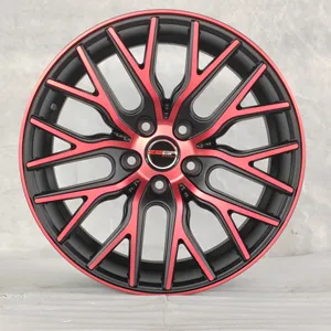 5 Holes Car Rims Wheels 18 Inch Aluminum Alloy Matt Black Red Face Color Passenger Car Wheels PCD5x114.3