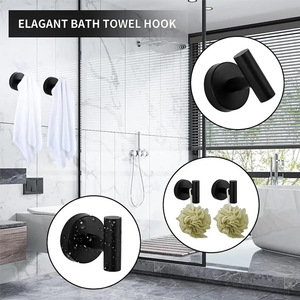 Juego de <span class=keywords><strong>Accesorios</strong></span> de <span class=keywords><strong>Baño</strong></span> de Metal Ecológico de Ocho Piezas, Color Negro, para Montar en la Pared <span class=keywords><strong>Sin</strong></span> Taladrar, en Existencia - Product Image 2