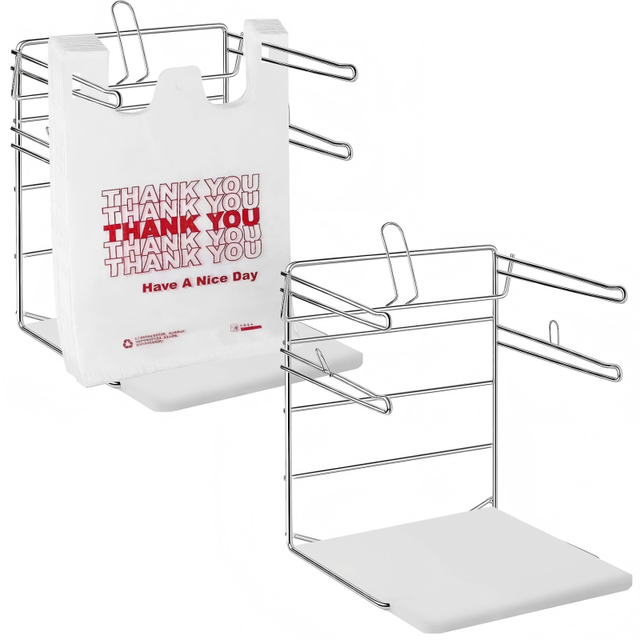 Supermarket Chrome T-Shirt Bag Rack Metal Store Produce Storage Stand Shopping Dispenser Grocery Plastic Bag Holders