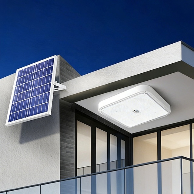 Smart Outdoor Solar Ceiling Light Square IP67 Waterproof 60-300W LED Lamp with Remote Induction Sensor for Garden Bedroom Home