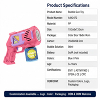 Pistolet à bulles électrique automatique avec lumière, alimenté par piles, portable, pour enfants, idéal pour les fêtes estivales en extérieur et la plage, cadeau