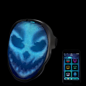 Masques de fête <span class=keywords><strong>LED</strong></span> rechargeables, écologiques, à motifs animaliers, couvrant tout le visage, programmables et lumineux pour Halloween - Product Image 6