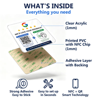Autocollant NFC de révision Google en acrylique avec code QR pour avis clients – Panneau étanche pour table, comptoir, mur, restaurant, hôtel, commerce de détail