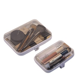 Portable Cosmetic Storage Box With Zipper For <b>Makeup</b> <b>Brushes</b> Lipsticks Powder Puffs Travel Essentials Plastic Organizer <b>Case</b> - Product Image 1