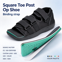 Chaussure post-opératoire à bout carré avec sangle à boucle sécurisée et semelle compensée pour le soulagement du talus