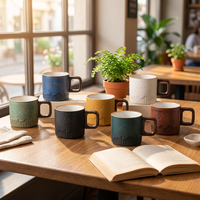 Mug en céramique mate gravé sur mesure, tasse à café en grès à rainures verticales avec poignée carrée en bois, tasse cadeau personnalisée