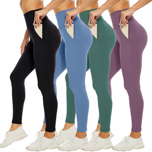 กางเกงออกกำลังกายเอวต่ำผ้าไนลอนสแปนเด็กซ์ยกสะโพกยืดหยุ่นสูงกางเกงกีฬาสำหรับผู้หญิง - Product Image 1