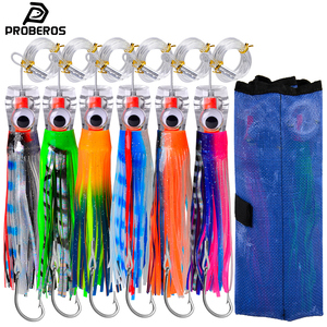 PROBEROS <span class=keywords><strong>Ensemble</strong></span> de leurres en plastique en forme de pieuvre pour la pêche en haute mer de gros gibier 6/6,7/8,7/9 pouces 6 pièces/<span class=keywords><strong>ensemble</strong></span> avec sac en filet - Product Image 1