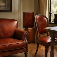 Tissu en cuir PU marron caramel vieilli effet huile cirée pour rembourrage de canapé et mobilier – Vente en gros