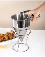 Entonnoir en acier inoxydable de 1200 millilitres pour boulettes de poulpe, distributeur de pâte à gaufres, outil de cuisson pour crêpes