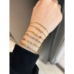 Xinfly 18K Solid Yellow Gold Rainbow <b>Gemstone</b> Colorful Sapphire Diamond <b>Bracelet</b> - Product Image 1