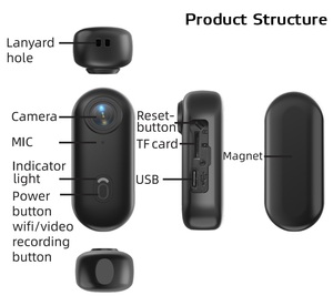 Máy ảnh cơ thể mini màu đen 128GB Máy ảnh hành động chống nước cao 4K 1080p Wi-Fi phát trực tiếp có thể đeo pin cảnh sát sử dụng dân sự - Product Image 5