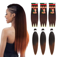 Cheveux à tresser pré-étirés en gros, 3 paquets de 52 pouces, fibres capillaires synthétiques Afro Yaki en vrac, mèches pour perruques, locs et extensions de cheveux au crochet