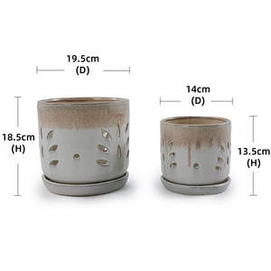 Lot de 2 pots de <span class=keywords><strong>fleurs</strong></span> en céramique 7 pouces, design moderne, finition émaillée, durables pour patio, jardin, rebord de fenêtre, centre commercial et usage au sol, noir - Product Image 6