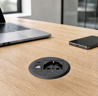 Module de sortie de câble encastré rond OEM avec prise et module de charge pour postes de travail en Allemagne, en Italie et au Chili