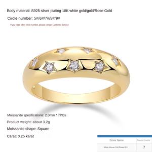 Groothandel sieraden, hete aanbieding: 0.25 ct trendy ins-stijl ornament, S925 zilver verguld met <span class=keywords><strong>K</strong></span>-goud, <span class=keywords><strong>moissanite</strong></span> ring voor dames, R14696 - Product Image 2