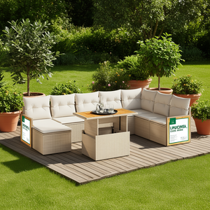 ชุดโซฟาสวนสีเบจหวายเฟอร์นิเจอร์กลางแจ้ง 6 ที่นั่ง ดีไซน์ร่วมสมัย - Product Image 2