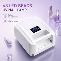 Sèche-ongles sans fil haute puissance 72W, lampe UV LED avec base amovible, mode indolore compatible avec tous les gels