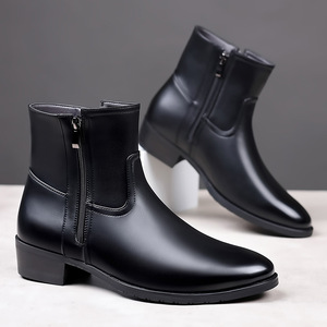 Botas Cortas de Cuero Británicas para Hombre, de Media Caña, de Secado Rápido, con Cierre Deslizante, Tallas Grandes, Puntiagudas, para Verano, Otoño e Invierno - Product Image 4