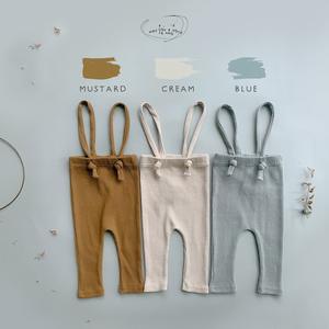 Pantalones de Algodón Acanalado para Recién Nacidos, Leggings para Bebés Niñas, Overoles para Bebés Niños, Pantalones con Tirantes, 3 Colores - Product Image 2