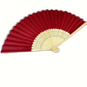 Abanicos de mano plegables de seda con varillas de bambú huecas para festivales, bodas y eventos, personalizables - Product Image 4