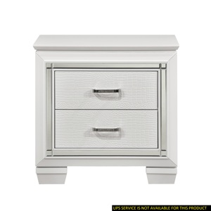 White Nightstand 2 <b>Drawers</b> Faux Alligator Textured Fronts Bedroom Furniture <b>Storage</b> <b>Drawer</b> Unit - Product Image 6